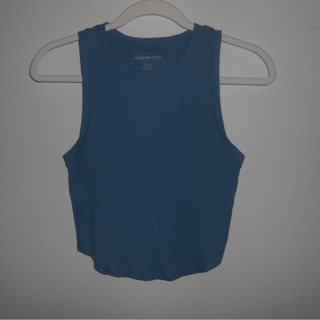 American Eagle Cropped High Neck Ribbed Tank Top